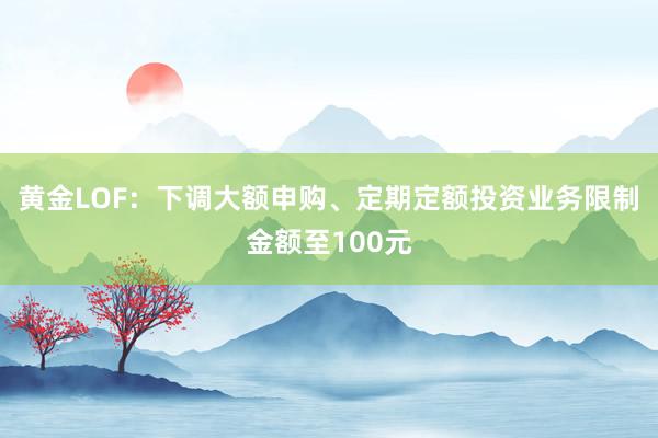 黄金LOF：下调大额申购、定期定额投资业务限制金额至100元