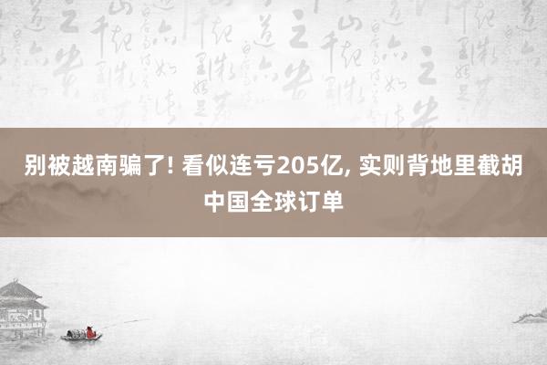 别被越南骗了! 看似连亏205亿, 实则背地里截胡中国全球订单