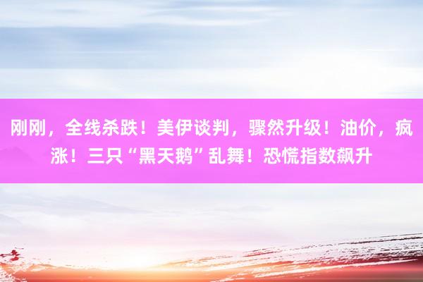 刚刚，全线杀跌！美伊谈判，骤然升级！油价，疯涨！三只“黑天鹅”乱舞！恐慌指数飙升