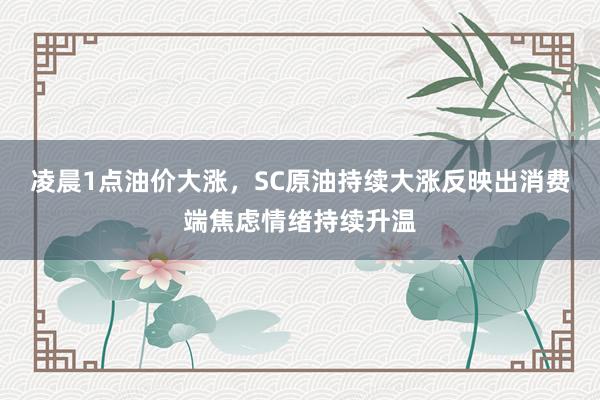 凌晨1点油价大涨，SC原油持续大涨反映出消费端焦虑情绪持续升温
