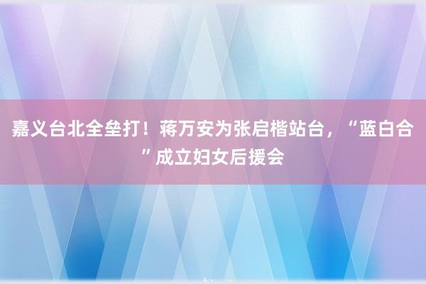 嘉义台北全垒打！蒋万安为张启楷站台，“蓝白合”成立妇女后援会