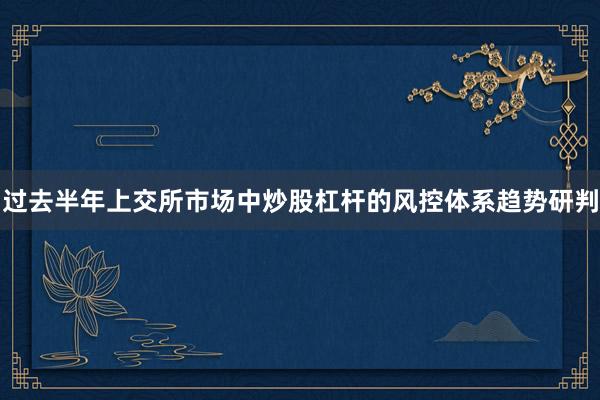 过去半年上交所市场中炒股杠杆的风控体系趋势研判