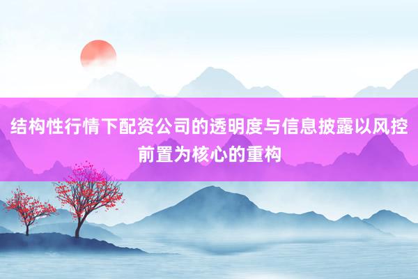 结构性行情下配资公司的透明度与信息披露以风控前置为核心的重构