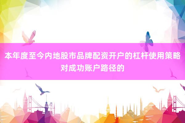 本年度至今内地股市品牌配资开户的杠杆使用策略对成功账户路径的