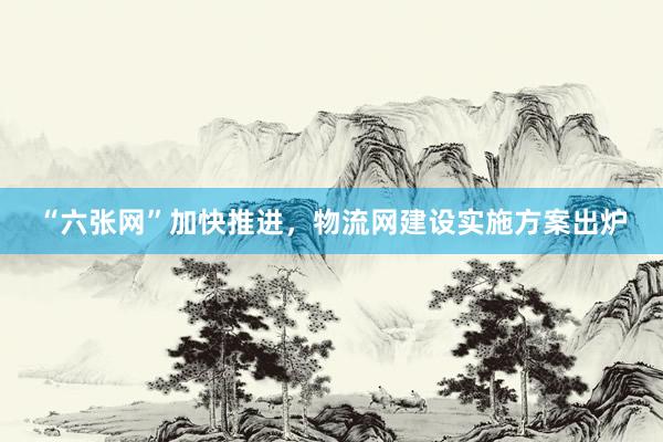 “六张网”加快推进，物流网建设实施方案出炉