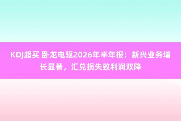 KDJ超买 卧龙电驱2026年半年报：新兴业务增长显著，汇兑损失致利润双降