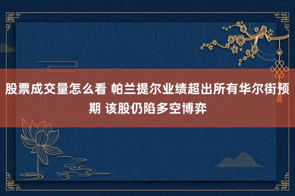 股票成交量怎么看 帕兰提尔业绩超出所有华尔街预期 该股仍陷多空博弈