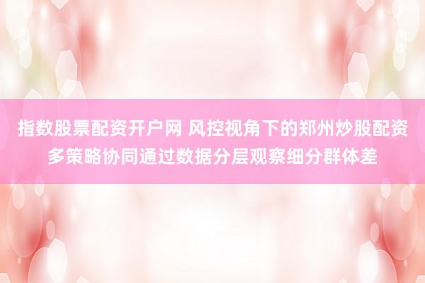 指数股票配资开户网 风控视角下的郑州炒股配资多策略协同通过数据分层观察细分群体差