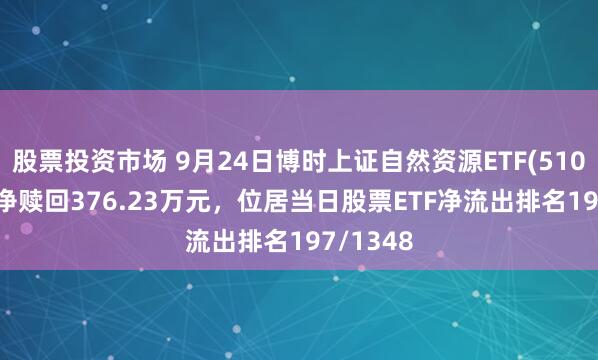 股票投资市场 9月24日博时上证自然资源ETF(510410)遭净赎回376.23万元，位居当日股票ETF净流出排名197/1348