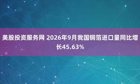 美股投资服务网 2026年9月我国铜箔进口量同比增长45.63%