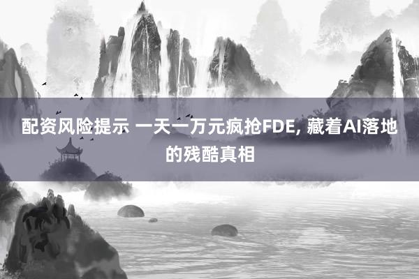 配资风险提示 一天一万元疯抢FDE, 藏着AI落地的残酷真相